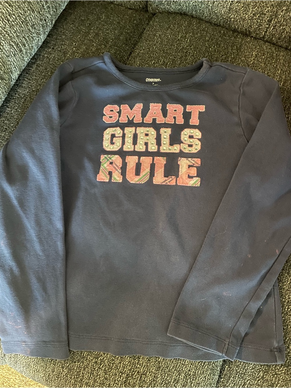 Gymboree Navy "Smart Girls Rule" Long Sleeve Top